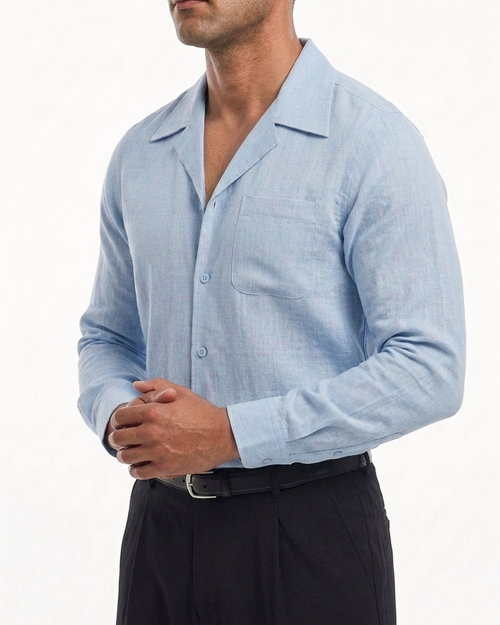 Shirt — Sky blue  Cuban Linen